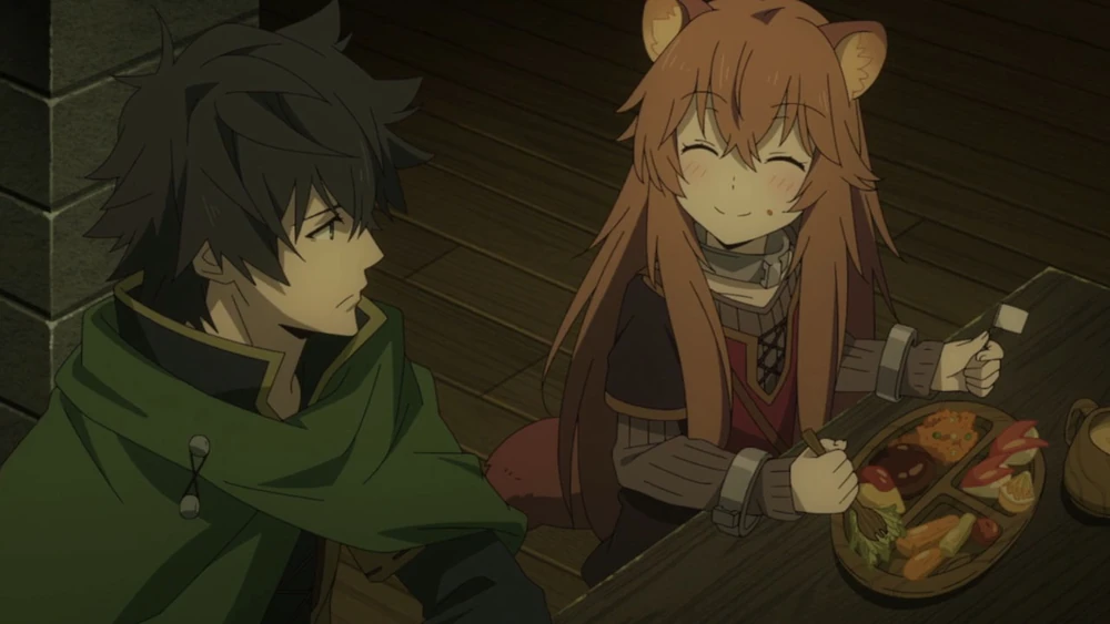 Raphtalia ao lado de Naofumi