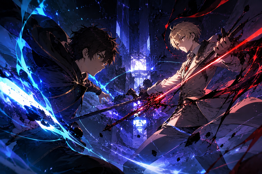 Tower of God protagonista Bam enfrentando inimigos dentro da torre