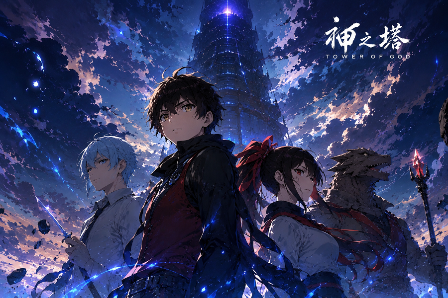 Tower of God personagens principais Bam e Rachel dentro da torre